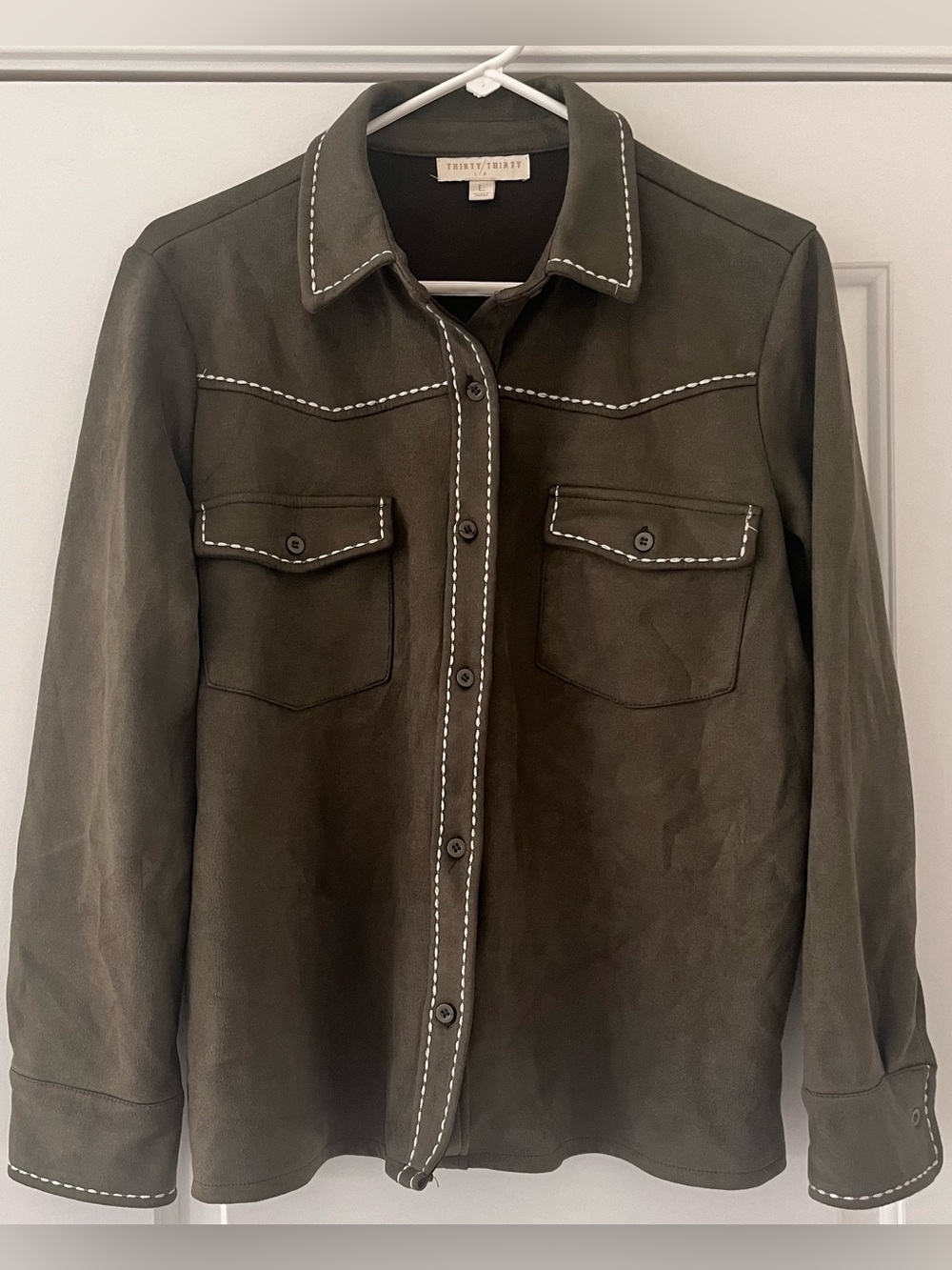 Thirty Thirty Faux-Suede Western Button-Down Jacket